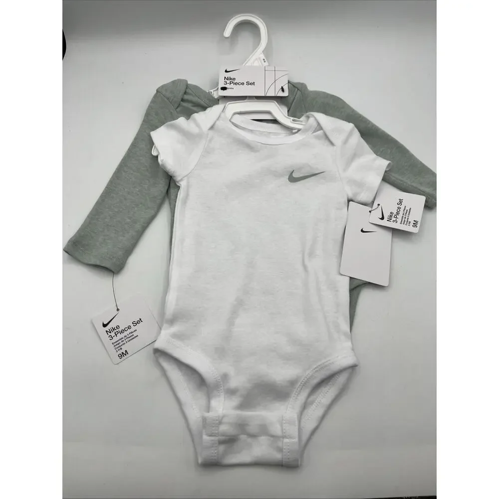 Nike Newborn 3-Piece Bodysuits and Pants Set Green/White long & Short Sleeve NWT